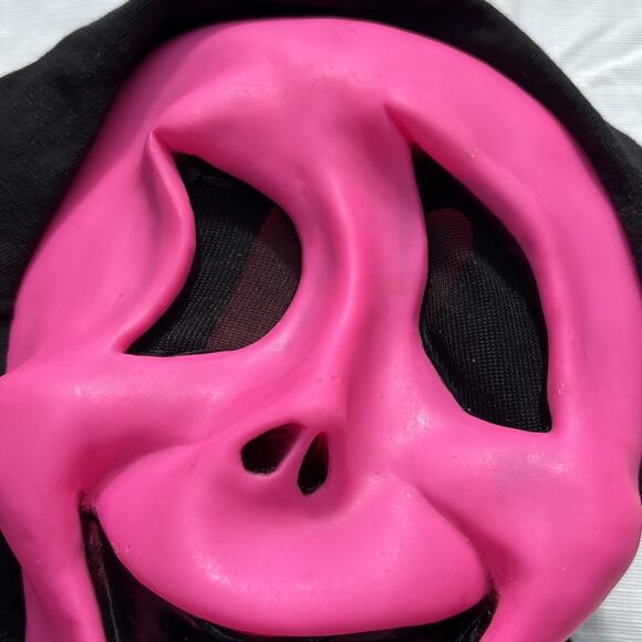 Scream Ghostface Pink Fluorescent Fun World Div Scary Rare Mask Cloth vintage - Picture 7 of 11